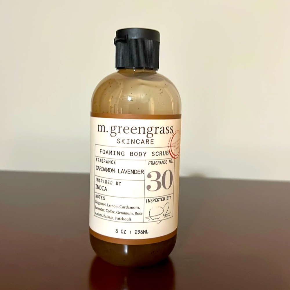 M. Greengrass.  Cardamom Lavender Foaming Body Scrub. 
NEVER OPENED. 8 Fl ounces